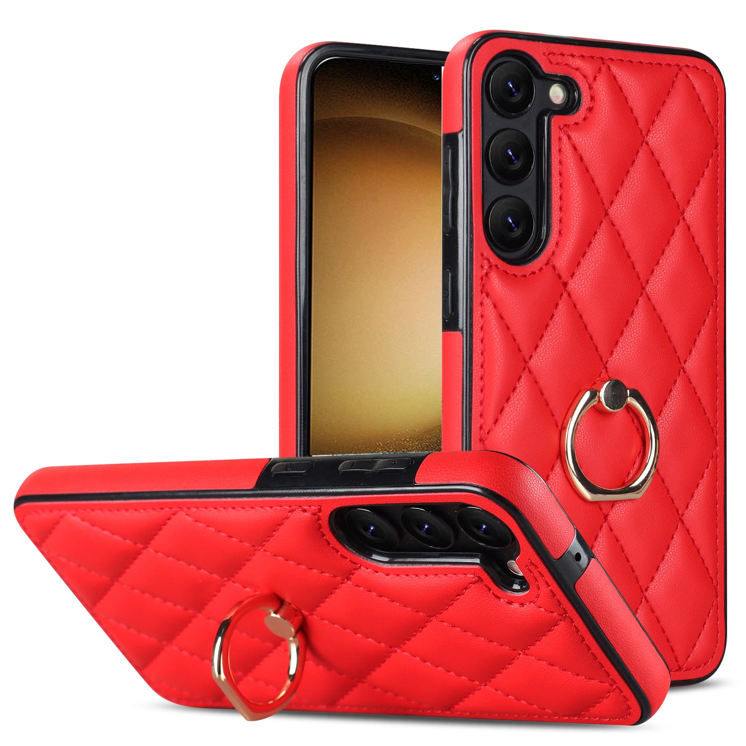 For Samsung Galaxy S23 PU Leather TPU Phone Case Imprinted Rhombus Grid Pattern Kickstand Anti-Scratch Cover For Samsung Galaxy S23 PU Leather TPU Phone Case Imprinted Rhombus Grid Pattern Kickstand Anti-Scratch Cover